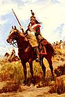 Jean Baptiste Edouard Detaille Canvas Paintings - A Rank Soldier of the 12th Dragon Regiment en vedette